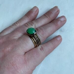 Baroni | 5 Gold Rings with Green Chalcedony Stone